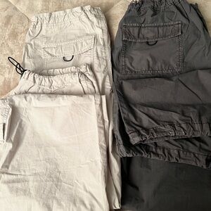 Casual Gray and Black Cargo Pants Set